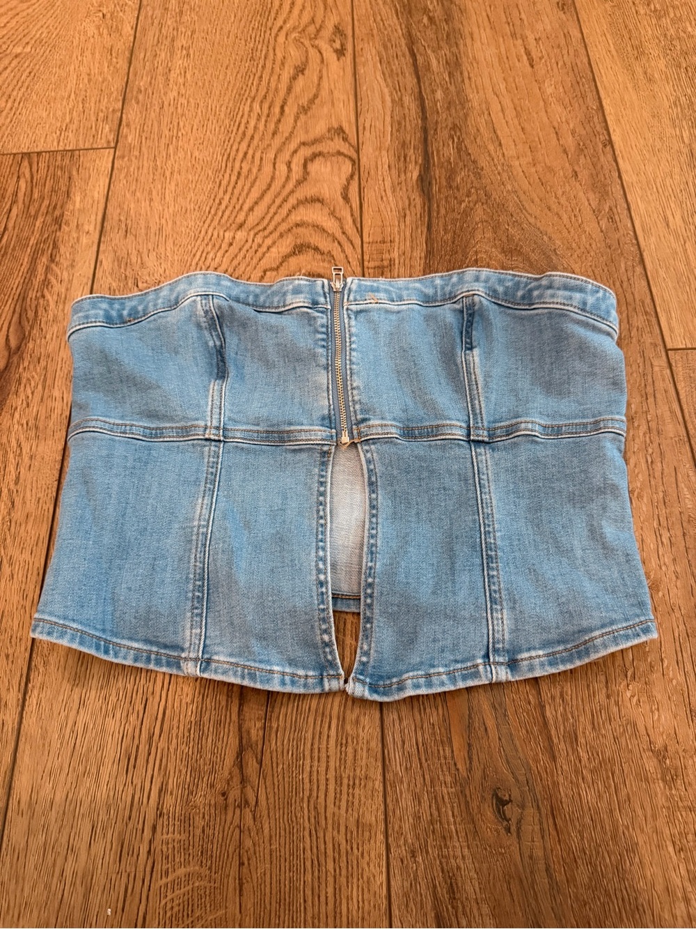 American Eagle Outfitters Light Blue Denim Strapless Bustier